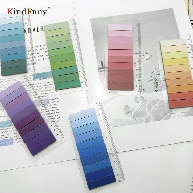 KindFuny 1200pcs Gradient Index Memo Pad Posted It Sticky Notes Paper Sticker Notepad Bookmark School Supplies Kawaii Station 2