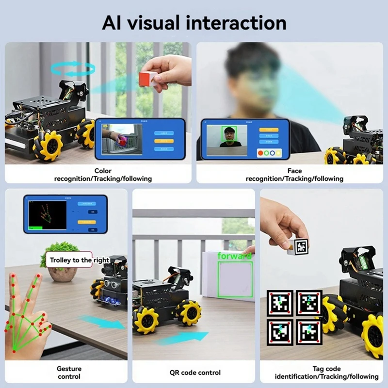 Raspbot V2 AI 비전 로봇 자동차 키트(카메라 포함) 메카넘 휠 장난감 교육용 DIY 파이썬 프로그래밍(5-ABLL용)