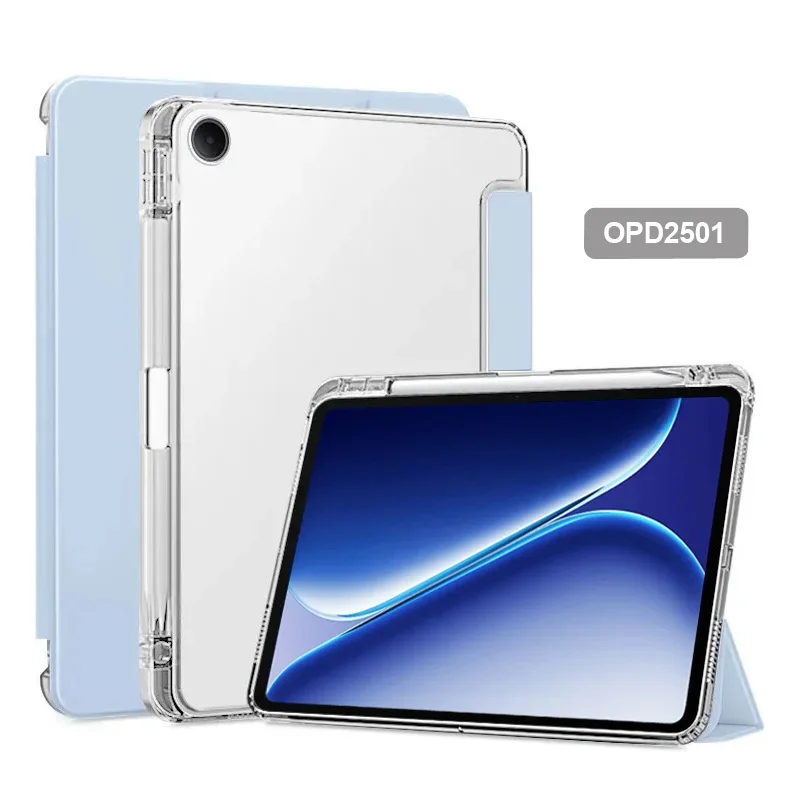 Enhanced PU Leather Trifold Stand Tablet Case with Pencil Holder