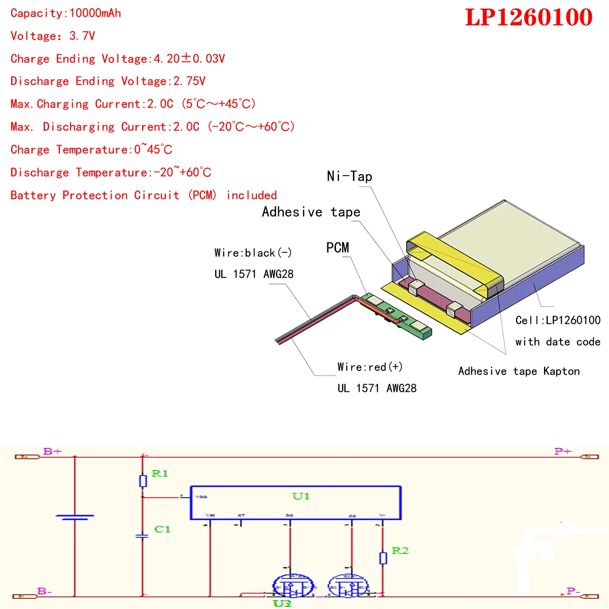 Lithium Ion Battery, 1/2/5pcs/lot, 3.7V, 10000mAH, Polymer, for TOY, POWER BANK, GPS