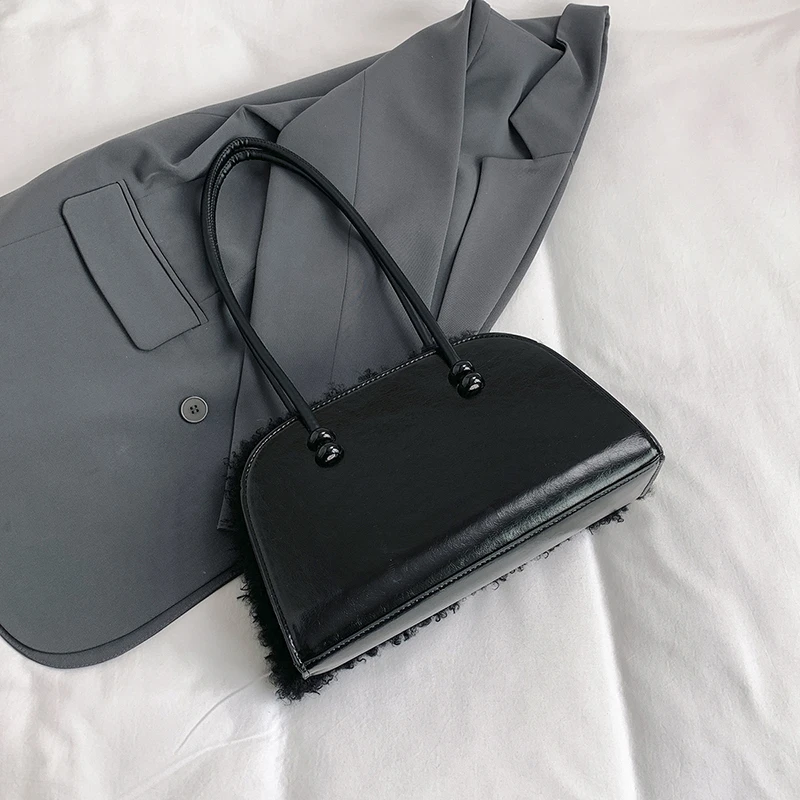 Luxus Lamm Woolen Handtasche Geldbörse Kupplungen Frauen Tasche 2024 Winter Neue Große Kapazität Unterarm Schulter Tasche Dame Warme Plüsch Tasche – Detail 15