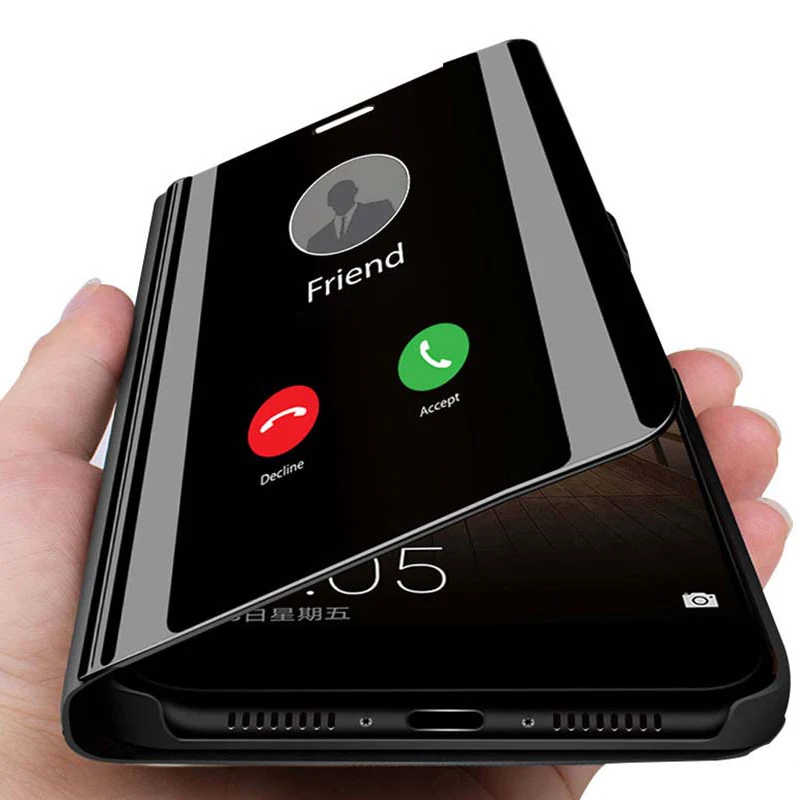 Smart Mirror Flip Case For Samsung Galaxy Note 9 8 10 20 S22 S21 S20 FE S8 S9 S10 Plus S10E A51 A12 A31 Cover Coque samsung flip phone cute