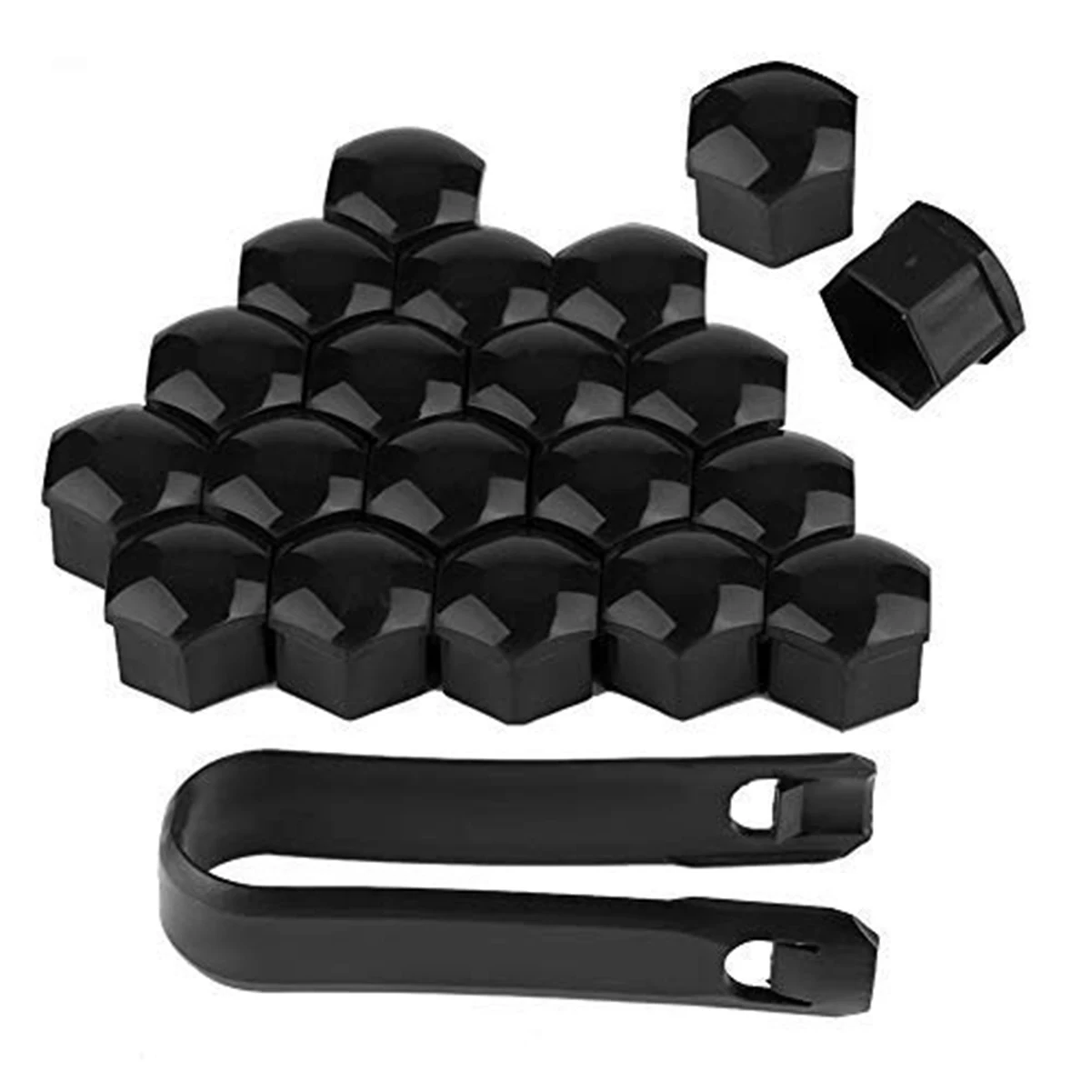 Set of 20 Black Hexagon Anti-Rust Wheel Lug Nut Covers – Durable Dust Protection