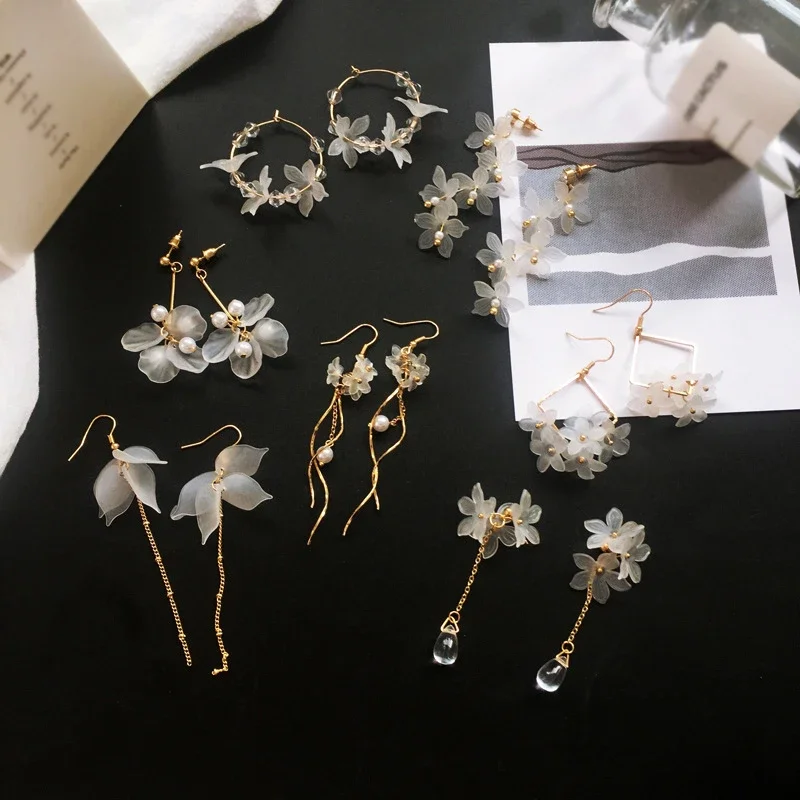 Dangle earrings drop earrings flower earrings long earrings crystal earrings New flower handmade bohemia boho earrings women fashion long hanging earrings crystal female wedding earings party jewelry