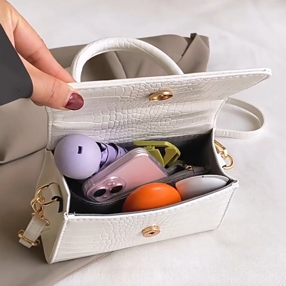 Borse a Tracolla Piccole da Donna Tendenza 2026, Borse a Mano in Ecopelle alla Moda per Donna, Borsa a Spalla da Donna Bianca Viola Nera - immagine 5
