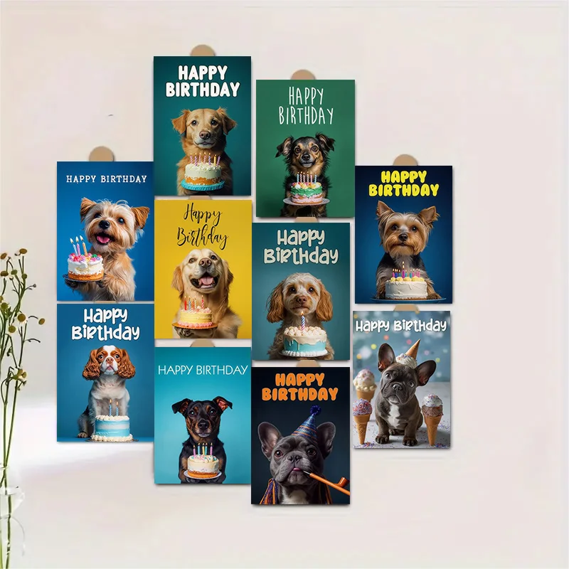20PCS 현대적인 귀여운 강아지 생일 축하합니다 인사 엽서, 벽 장식에 적합, 이상적인 생일 선물, 가정 장식