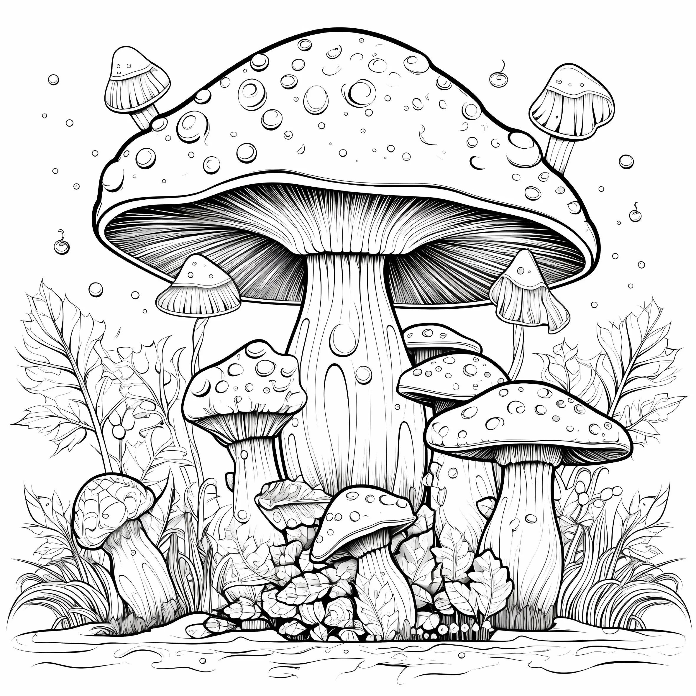 Whimsical Tree House Adult Picture Book Enchanting Mushroom Home Micro World Sketches Perfect Pencil Coloring Book 5