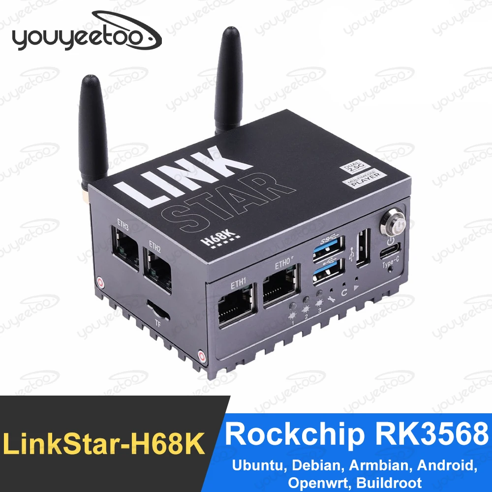 Youyeetoo LinkStar-H68K-0232 Router Rockchip RK3568 dual-2.5G supporto Ethernet Ubuntu, Debian,Armbian,Android,Openwrt,Buildroot