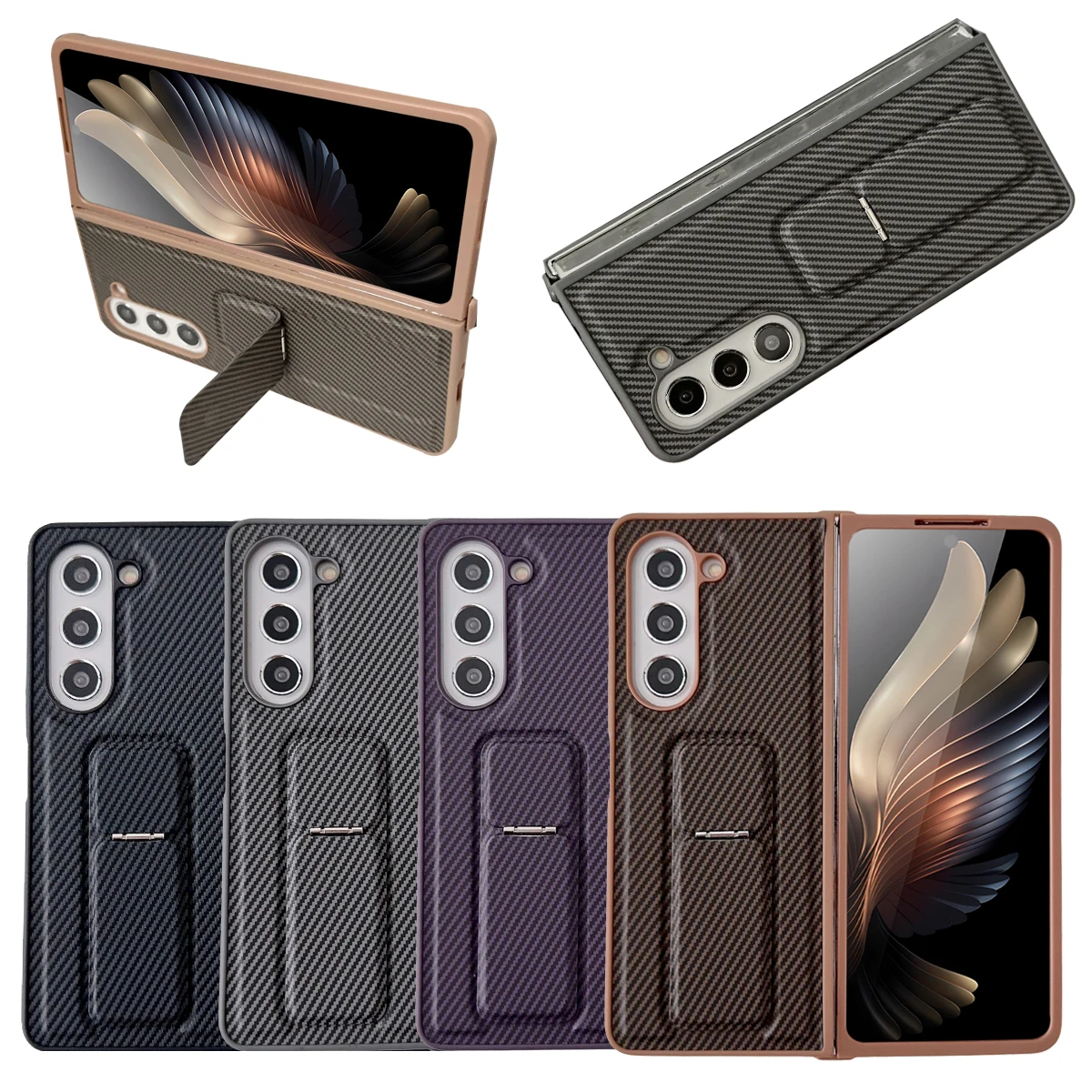 For Samsung Galaxy Fold 3 4 5 6 Luxury Business Man Stand Holder Phone Case Cover_voghion.com