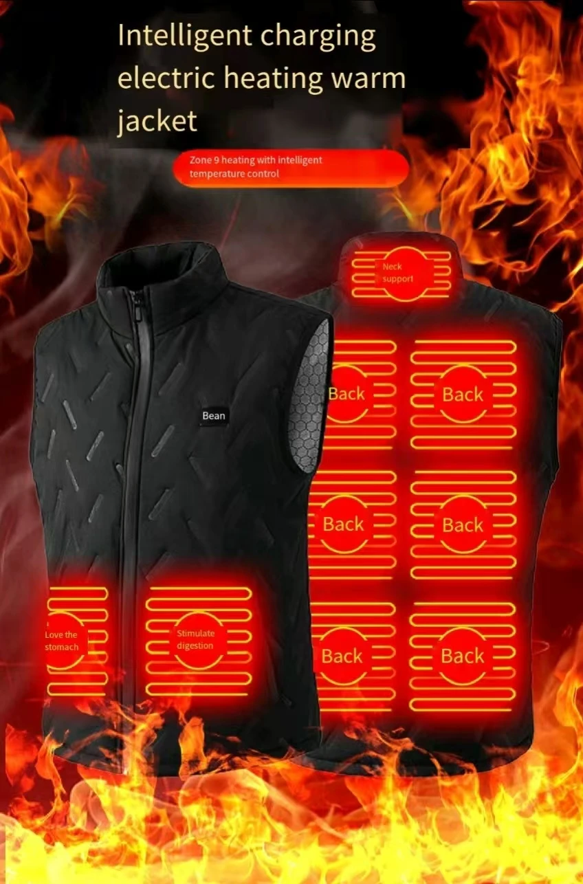 Gilet chauffant 9 zones double contrôle homme et femme pour automne et hiver sans batterie incluse