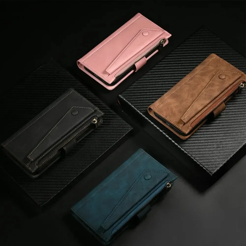 Luxury RFID Zipper Wallet Crossbody Case with Book  Cover