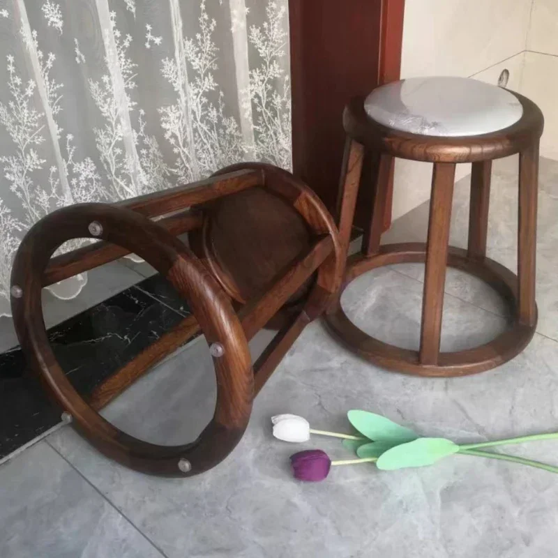 Elm Vanity Stool Anti static Guzheng Bench Antique Shoe Changing Low Seat Soft Padded Dining Chair Suitable for Living Room