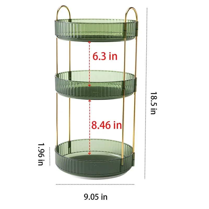 Rotating Makeup Organizer for Vanity 3 Tier Skincare Organizers Large Storage Bathroom Countertop Clear Cosmetic Holder Dresser makeup organizer