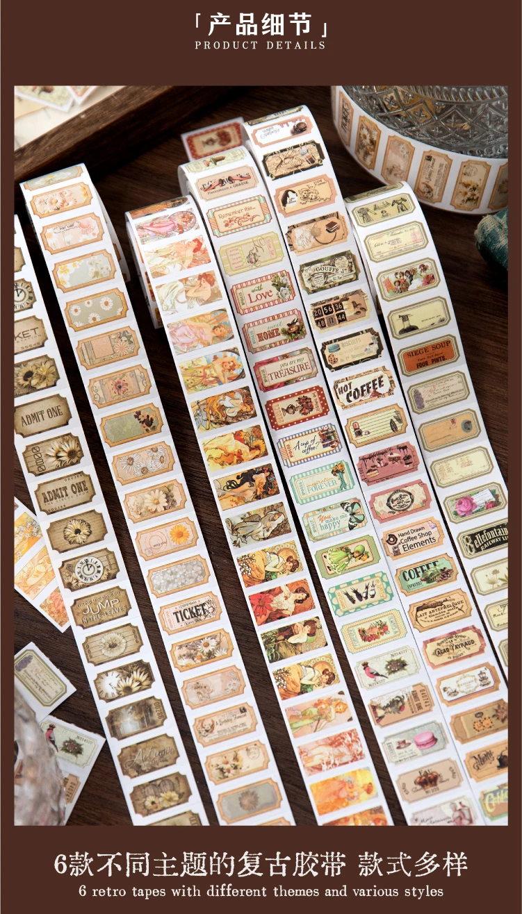 25mm x 2m Vintage Letter Washi Tape, 35cm Pattern Repeat — Retro Decorative Masking Tap... - SKU VLWT2107 - UGI Packaging