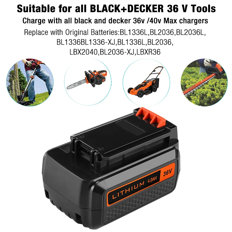 Replacement For Black&Decker 36v/40V 4000mAh Li-ion Power Tool Battery  LBXR36 BL2036 LST300 LBX2040 BL1536 LST220 Cordless Tools - AliExpress