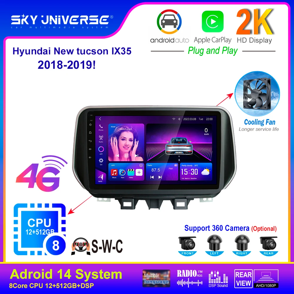 2Din Android 13 Per Hyundai New Tucson Ix35 2018 2019 Multimedia Autoradio Autoradio Auto Navigazione Gps Stereo Carplay Dsp
