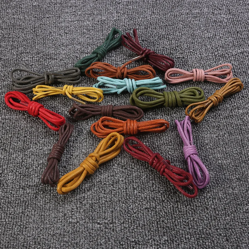 Cotton Waxed Leather Shoe Round Waxing Shoelaces 1Pair Durable Polyester Shoelaces Boots Lace Waterproof Leather Shoelace 18Color shoe laces shoe accessories
