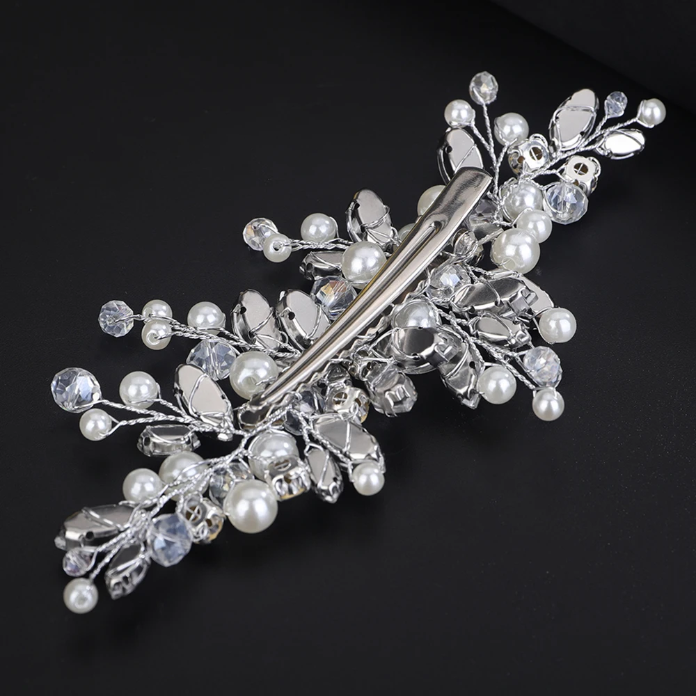 Bridal Hair Accessories Hair Accessories Women Rhinestone Pearl Bridal Hair Clips Silver Crystal Wedding Hair Piece Accessories Bride Headwear Jewelry Bridesmaid Tiaras