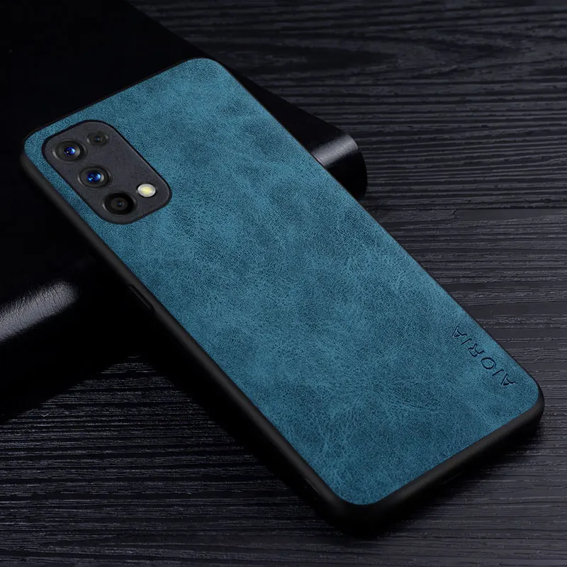 غطاء واقٍ من الجلد الصناعي لهاتف Realme ، لون صلب...