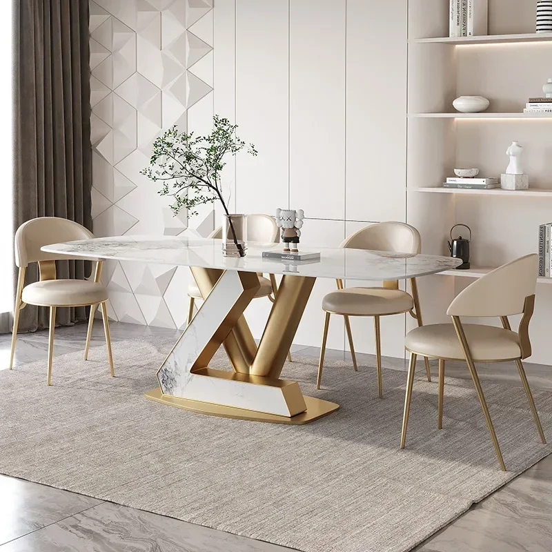 New Luxury Room Table Modern Stainless Steel Frame Marble Top fashion Restaurant Dinning Table and Chairs