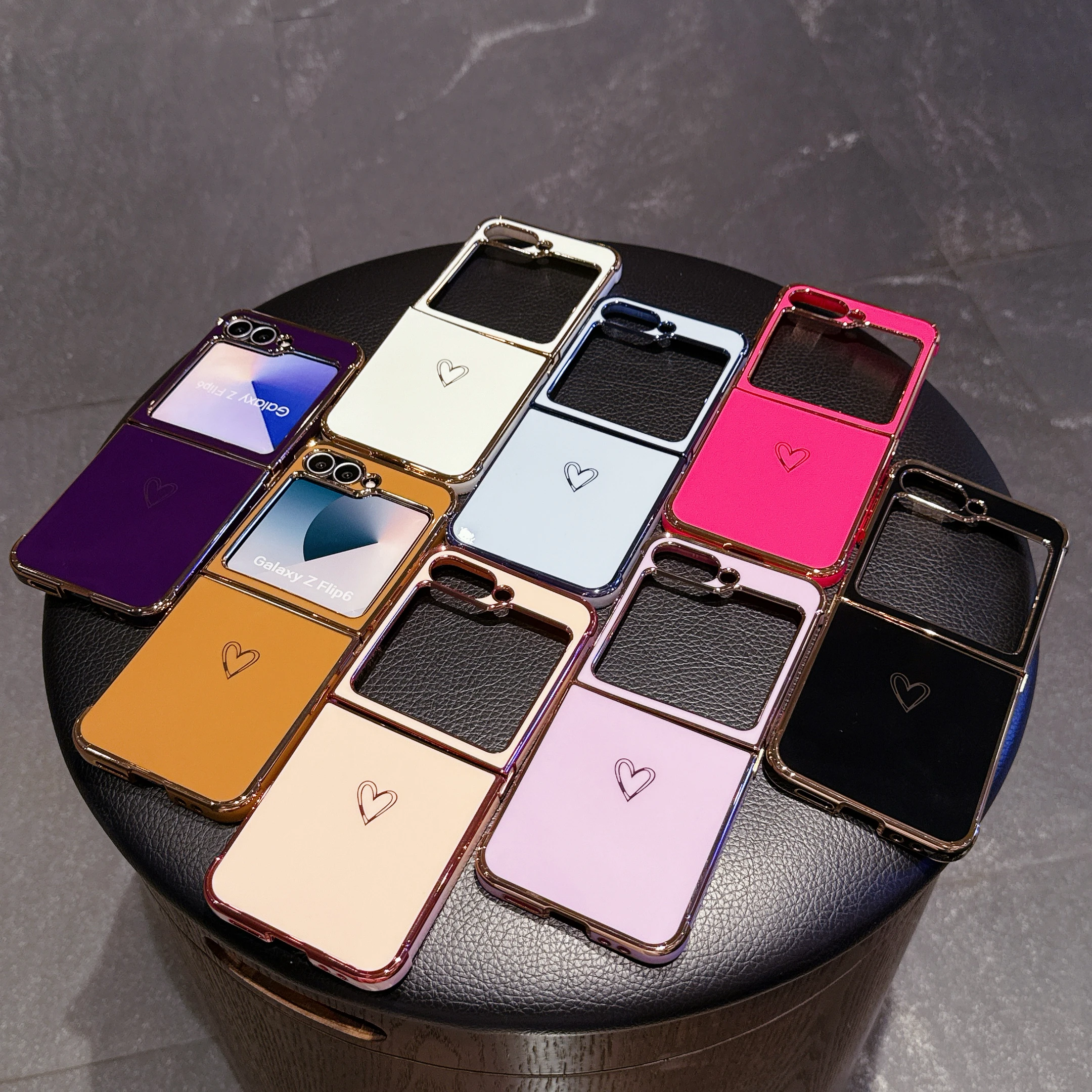 Electroplated Simple Love Heart Soft Case with Airbag Bumper and Glossy Finish