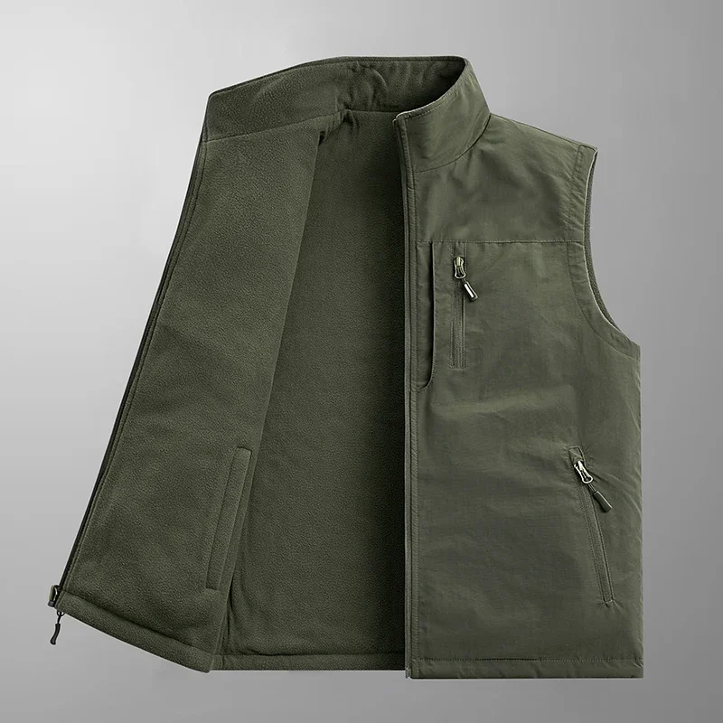 Veste sans manches polaire homme automne hiver 5XL multi-pockets travail randonnée