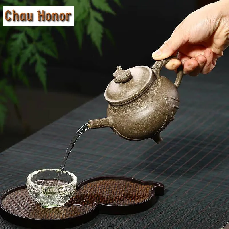 310ml High-end Yixing Raw Ore Cyan Lime Mud Purple Clay Teapot Household Kung Fu Tea Set Tea Ceremony Accessories Drinkware Gift