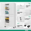 Metal Garage Storage Cabinet w/ Wheels,72“ Rolling Tool Cabinet w/ 4 Door Lock-Adjustable Shelves and Drawer (White with Wheels) 4