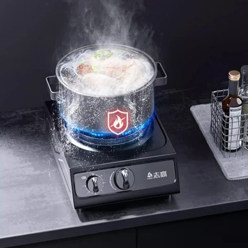 Household Gas Cooker Single Stove Household Desktop Liquefied Gas Cooker Natural Old-style Stainless Steel Single-eye