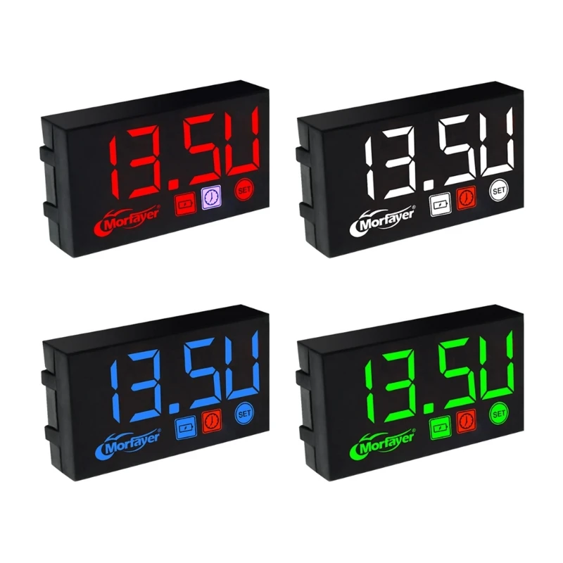 

Motorcycles 3 In 1 Voltmeter Electronic Clock Waterproof Thermometer LED Digital Display Electronic Meter