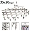 Folding Drying Rack with 35/20 Clips Stainless Steel Windproof Underwear Socks Clip Swivel Hook Hanger Space Saving Drying Rack 1