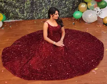 فستان سهرة لامع بالترتر وجيوب عملية أنيقة — صورة 4