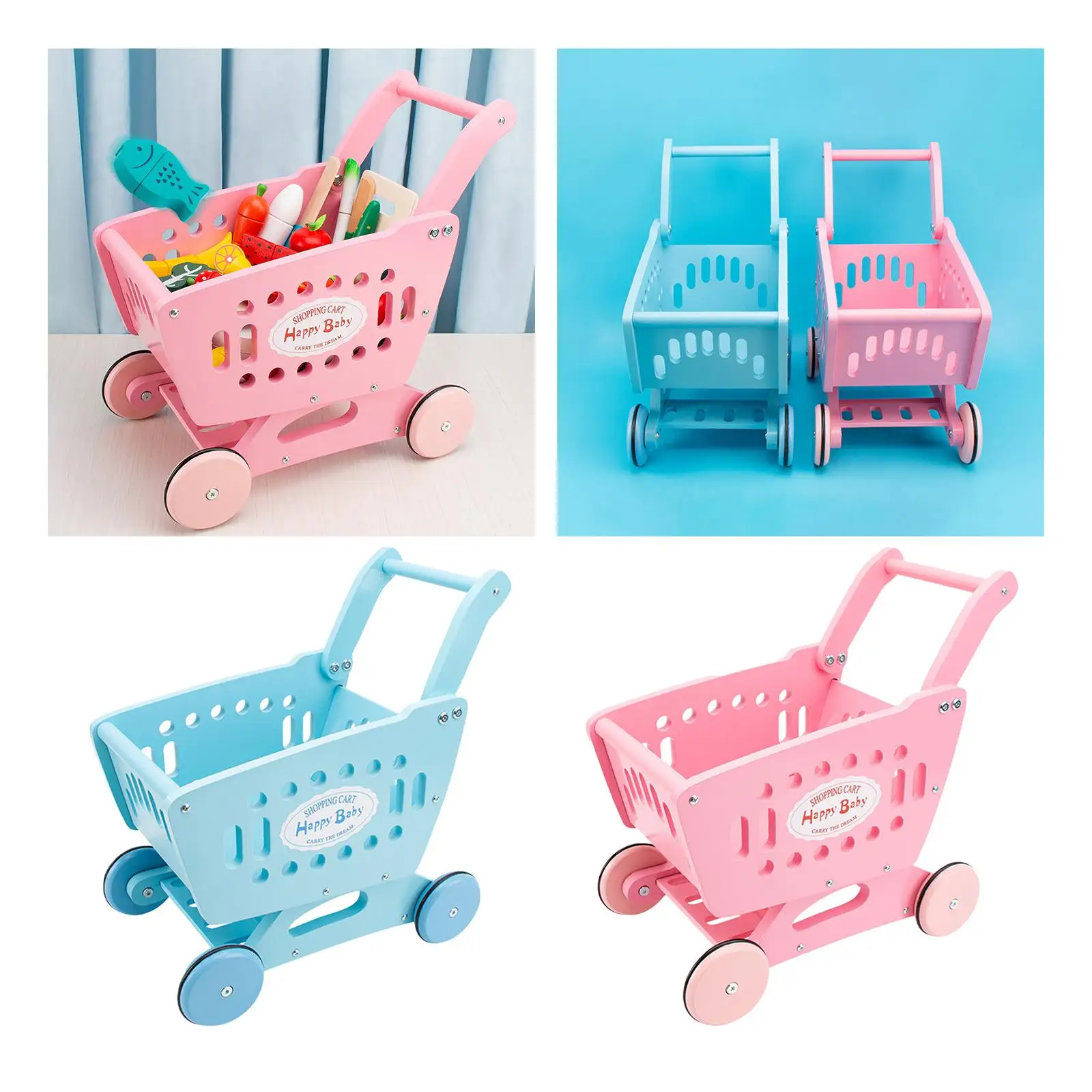 Kids Shopping Cart Trolley Pretend Grocery Cart for Toddler Preschool Baby