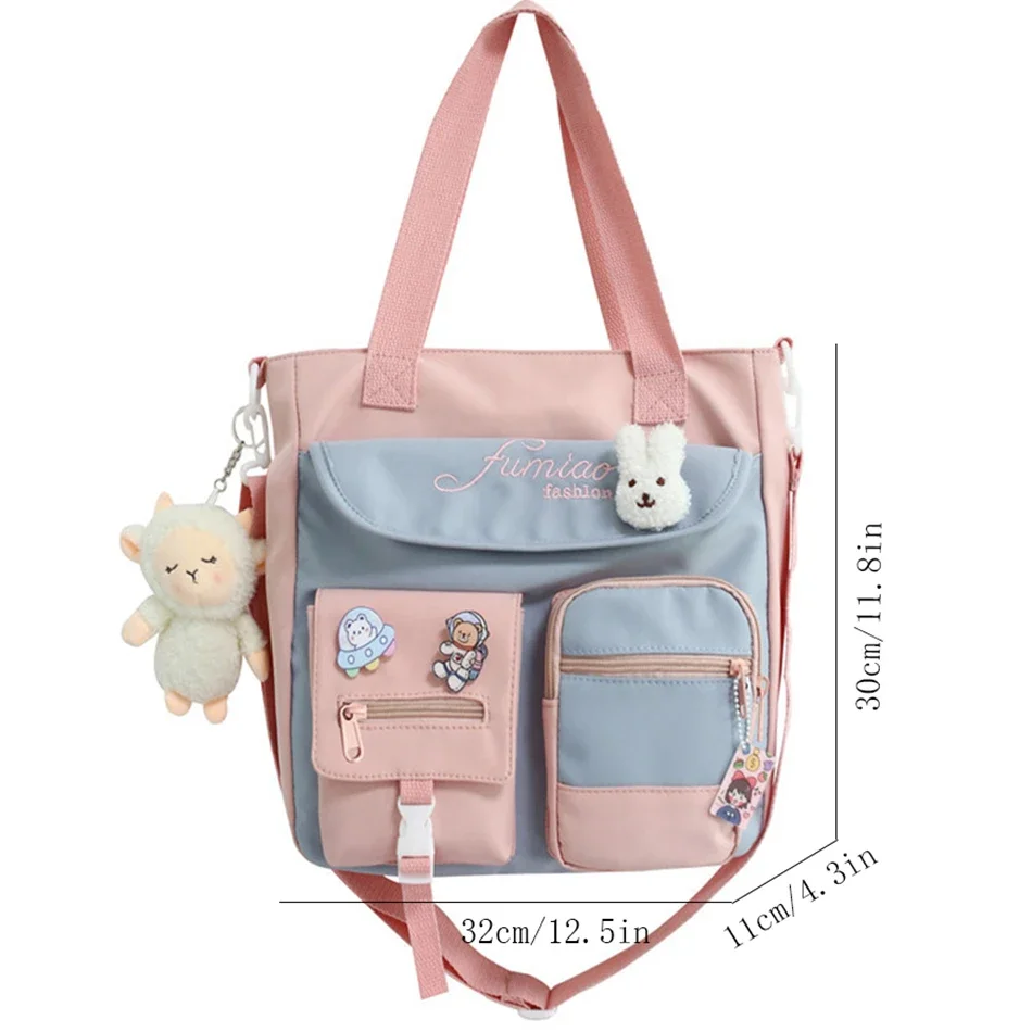 Women Handbags Large Capacity Tote Bags Trendy Nylon Patchwork Shoulder School Book Bag for Teenage Girls Fashion Student Handbag Crossbody Sac