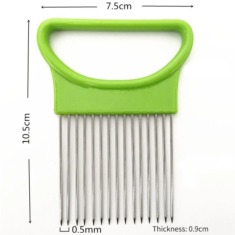 Stainless Steel Onion Needle Fork Pine Meat Needle Vegetable Fruit Slicer Tomato Cutter Cutting Holder Kitchen Accessorie Tool vegetable slicer,fruit slicer,onion slicer holder,onion slicer,food slicer