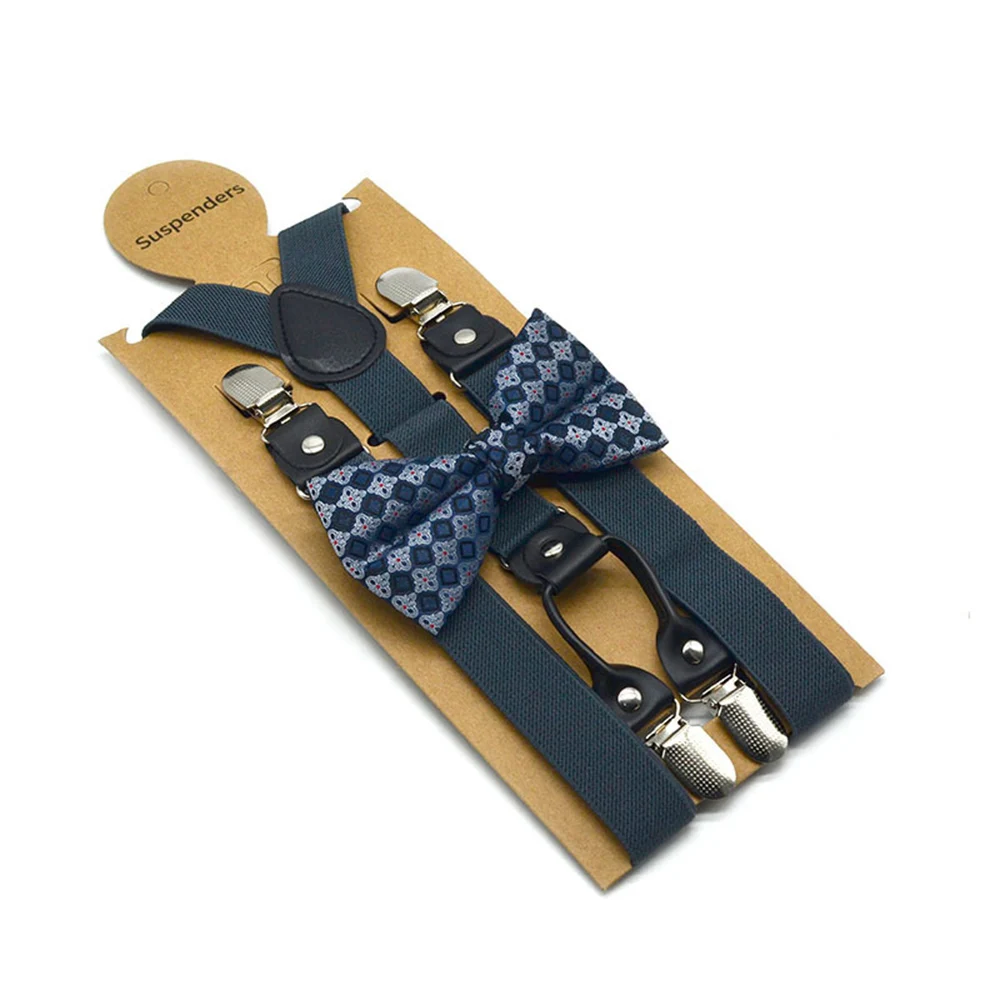 Solid Color Bowknot Elastic Leather Suspenders Braces Men Women Adjustable Straps For Wedding Suit Skirt Accessories Gift