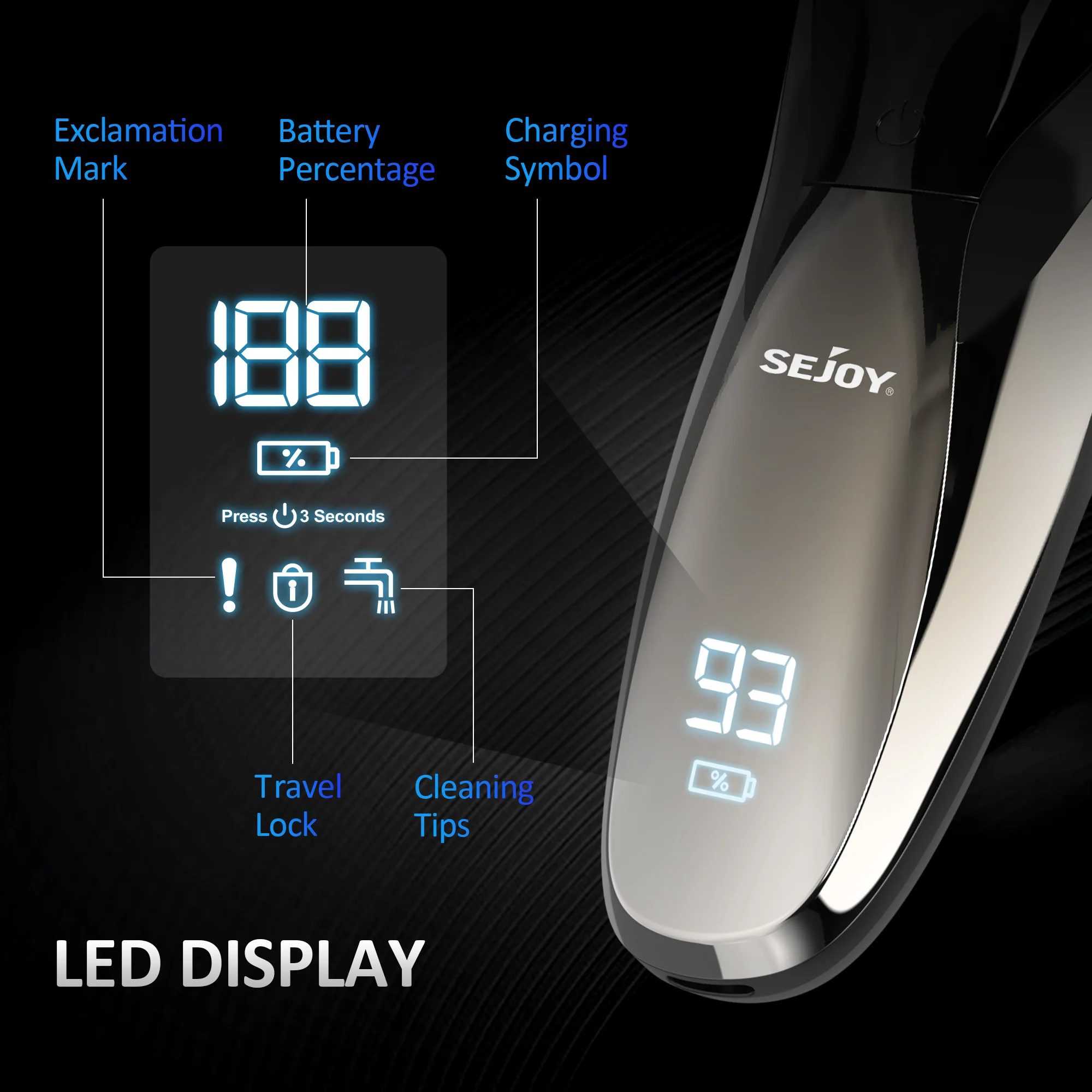 2 in 1 Electric Shaver 3D Men  Razor Beard Trimmer With LCD Display IPX7 Waterproof USB Rechargeable Electric Shaving Machine 4
