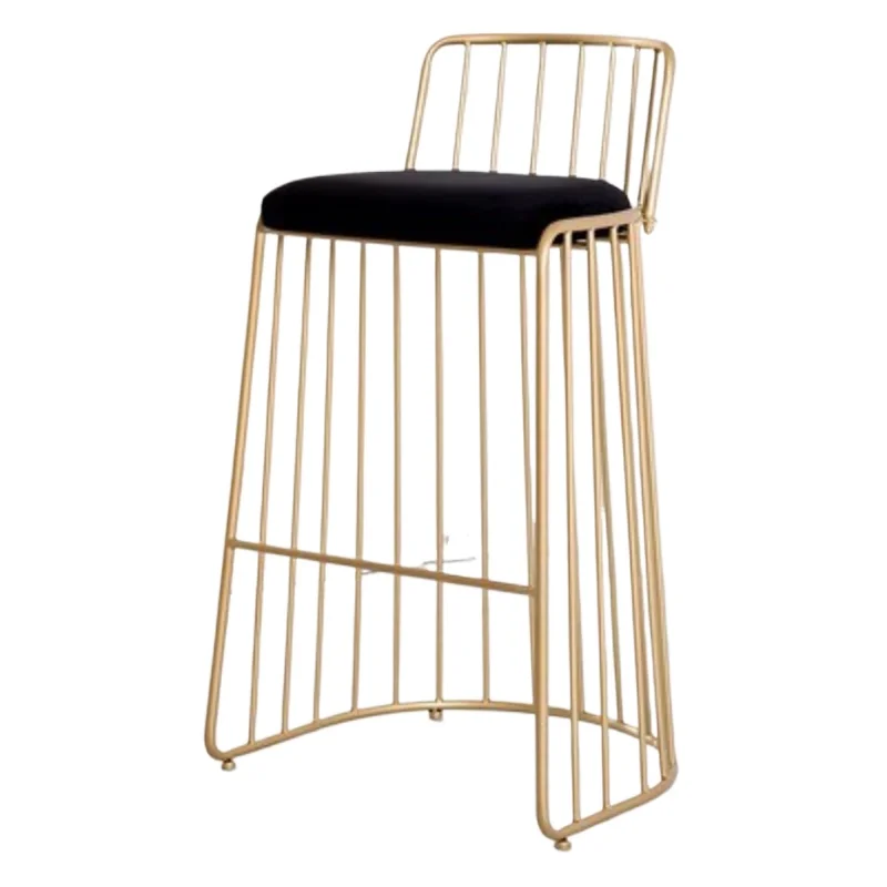 Gold Leg Nordic Bar Stools Modern Design Apartment Luxury Soft Bar Chairs Minimalist Waiting Backrest Sillas De Furniture