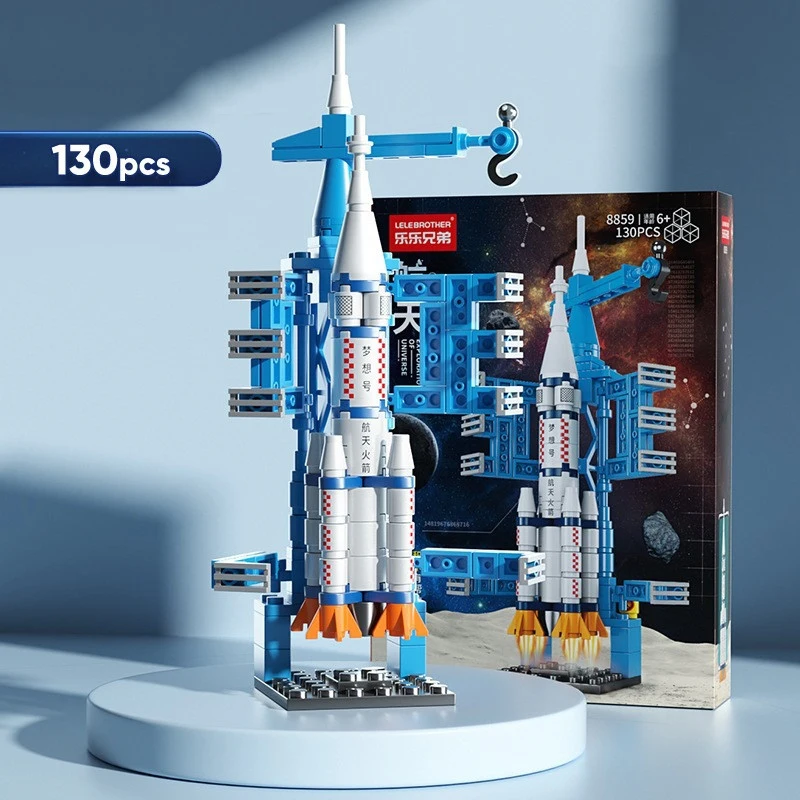 Block Builder Rocket Launch Building Set - 457 Piece Space Rocket Construction Kit For Kids & Adults