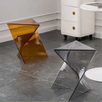 Tavolo moderno in acrilico trasparente Tavolo dal design geometrico creativo Tavolo da soggiorno Tavolino da divano Comodino minimalista