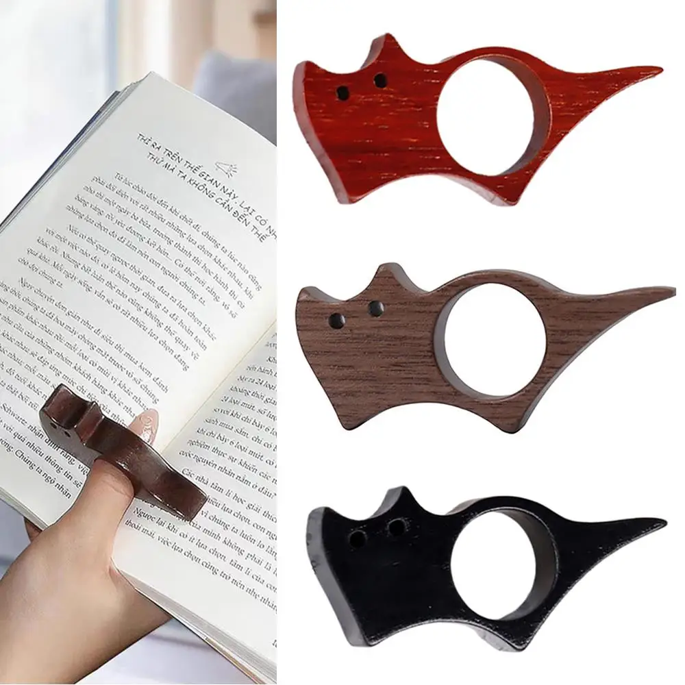 Pen Pouch Wooden Pet Cat Dog Reading Bookmark Bookmarks Rings School Supplies Student Pages Guide Marker Marking Sign Book Page Holder pen pouch