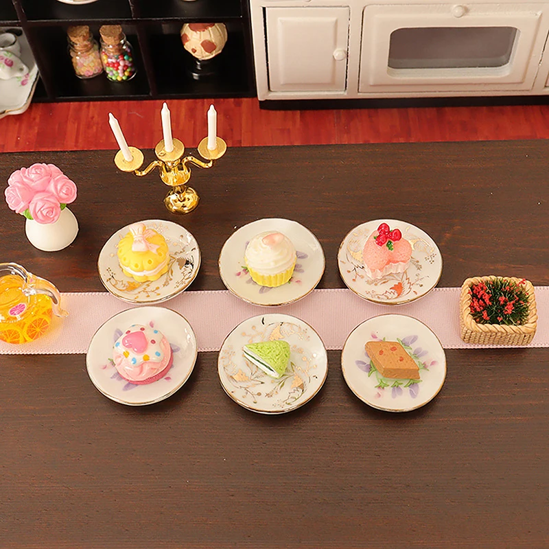

Модель кукольного домика 1/12, модель керамической тарелки, миниатюрная кухонная посуда, украшение, аксессуары для кукольного домика