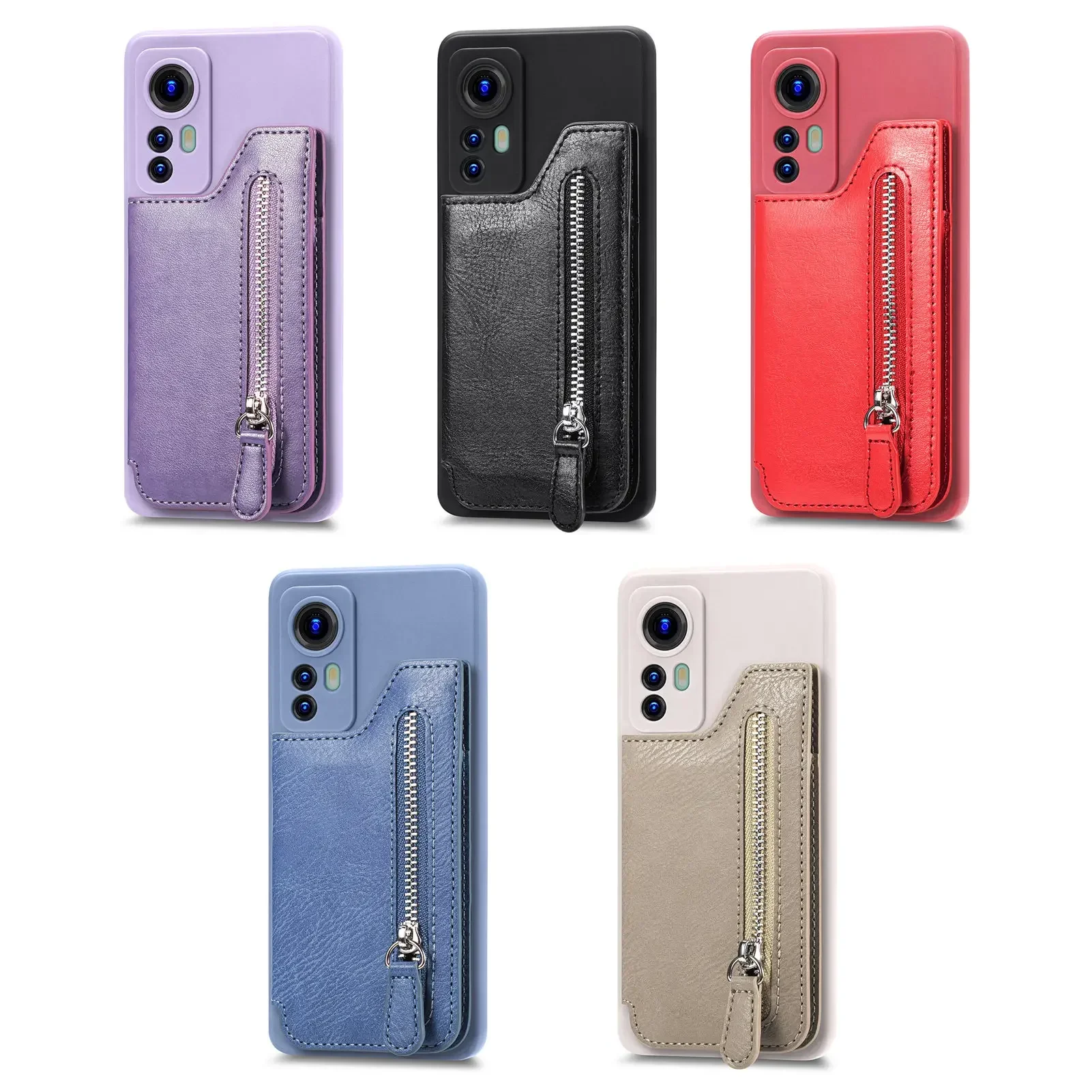 Zipper Wallet Leather Case with Magnetic Stand Cover