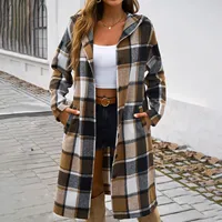 Womens Plaid Shacket Jacket Long Corduroy Shirt Casual Lapel Button Down Flannel Trench Coats Light Weight Cardigan Clothing 1