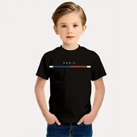Enfants garçons vêtements Simple Paris lettre imprimer à manches courtes t-shirt enfants garçons 2 à 9 ans décontracté confortable t-shirts enfants haut 1