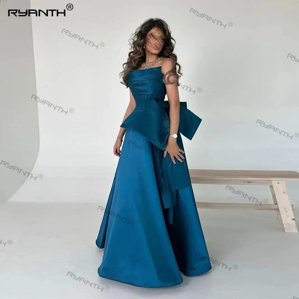 

Ryanth Vintage A Line Evening Dresses Strapless Floor Length Prom Gowns Formal Party Dress Women Perform Carpet Celebrity Dress