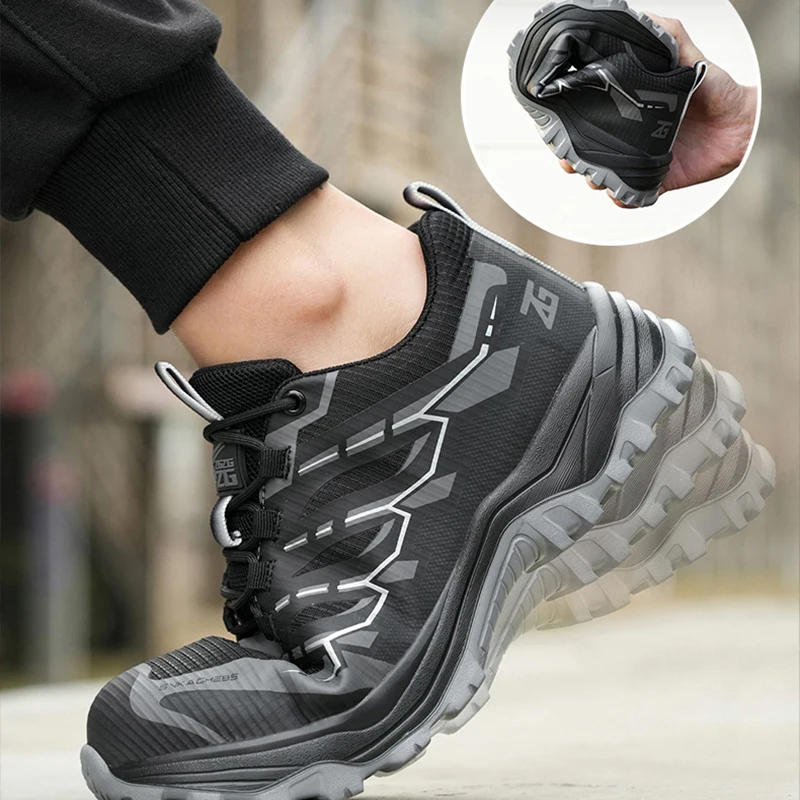 Waliantile Indestructible Safety Shoes For Men Outdoor Construction Working Boots Puncture Proof Steel Toe Work Shoes Sneakers