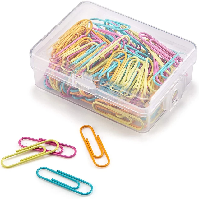 100Pcs/box Paper Clips 30mm Mixed Color Paperclips for Needlework Sewing  Crafting Fabric Holder Pins Reusable Small Paper Clips