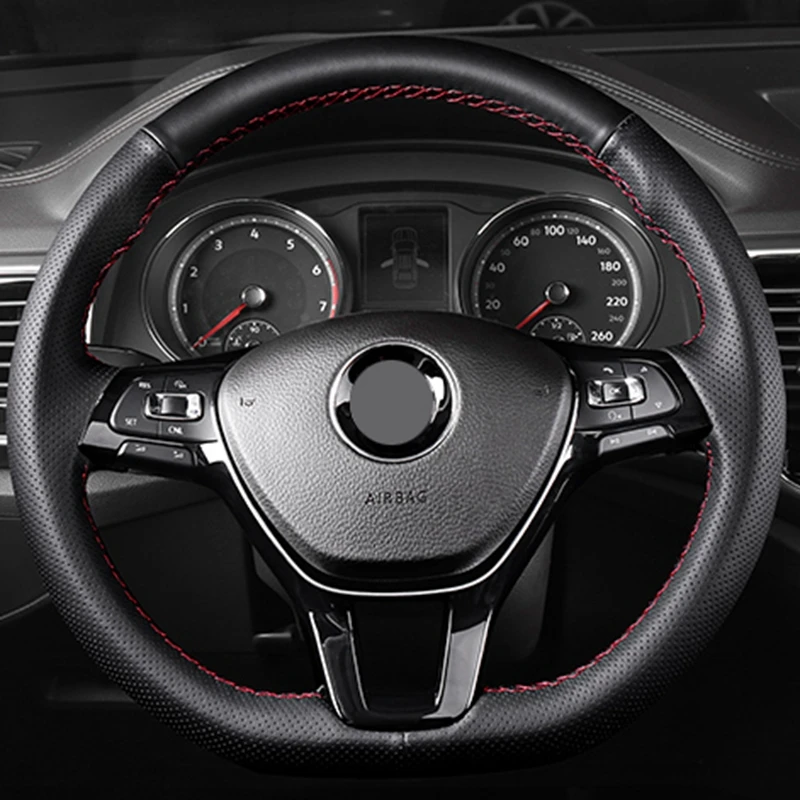

Hand-stitched Black Suede Carbon Fiber Car Steering Wheel Cover For Volkswagen VW Passat B8 Golf 7 Mk7 Interior Accessories