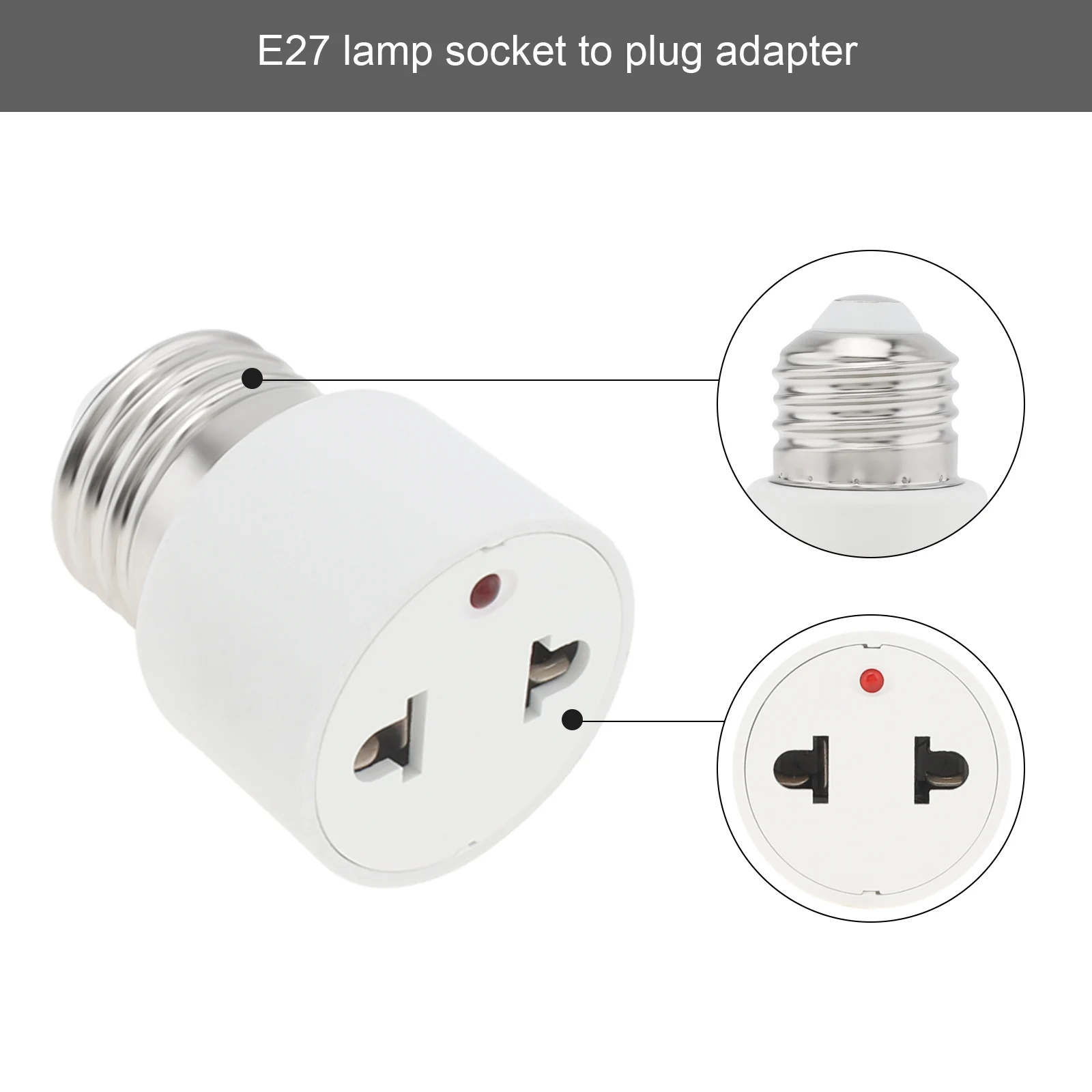 Socket converter 2 prong plug to E26 E27 medium base light socket for bulb lamps holder EU